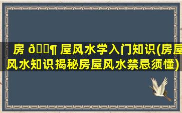 房 🐶 屋风水学入门知识(房屋风水知识揭秘房屋风水禁忌须懂)
